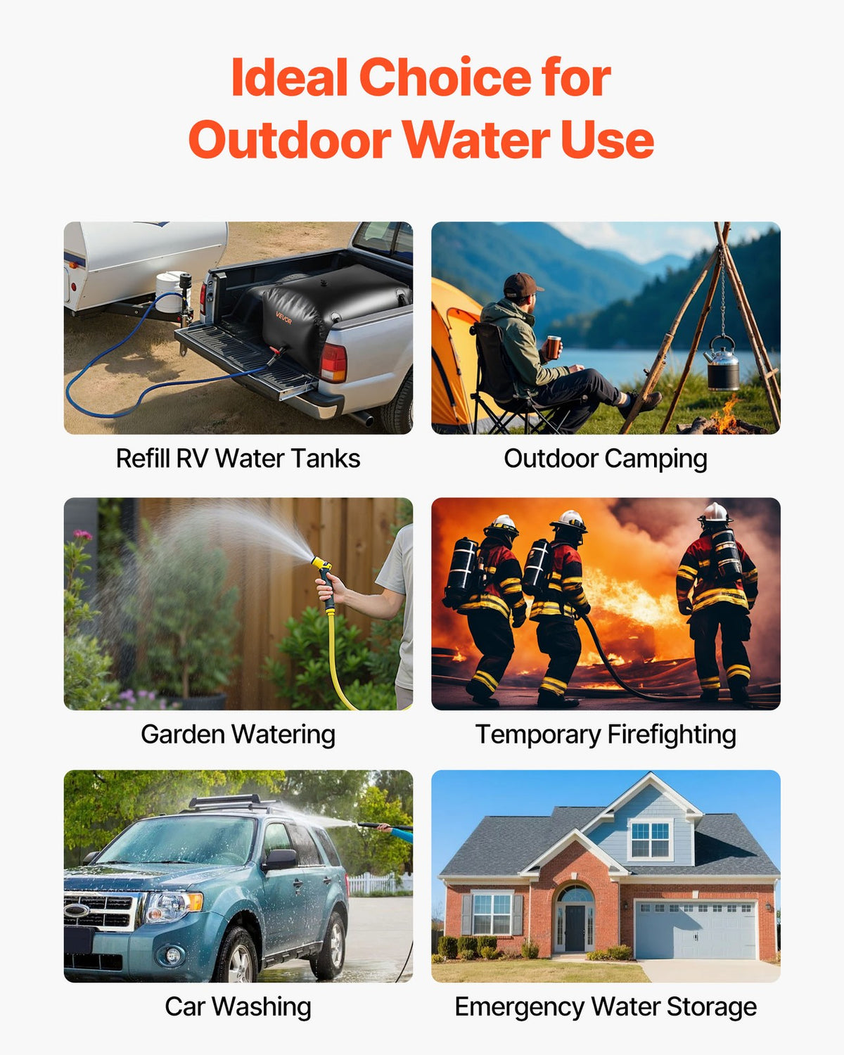 Collapsible Water Storage Bladder - 63.4 Gallon Heavy-Duty PVC Tank for Outdoor Use