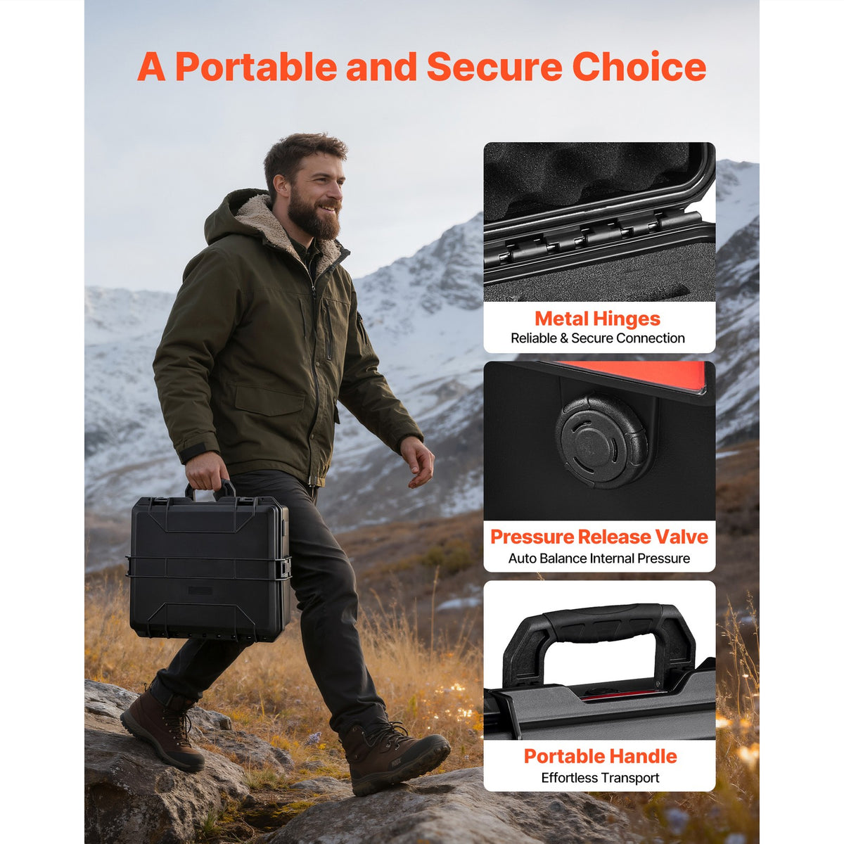 Hard Pistol Case with Foam Lining Waterproof Lockable Storage 21.9x17.9x8.8in
