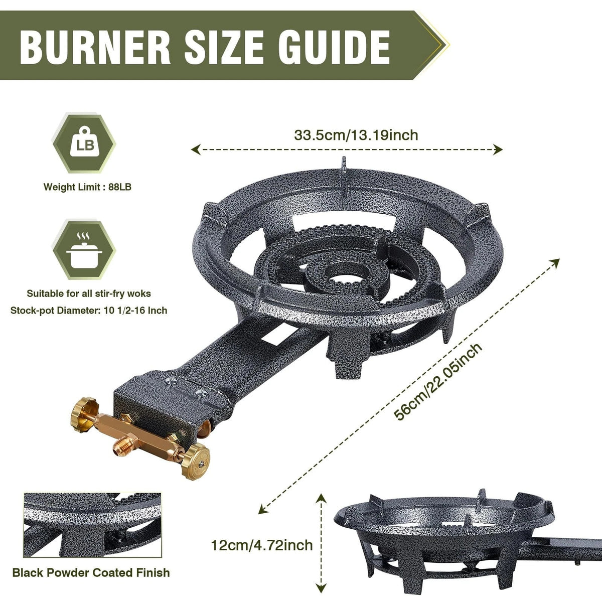 Portable 13-Inch Propane Wok Stove 90,000 BTU Cast Iron Outdoor Cooker