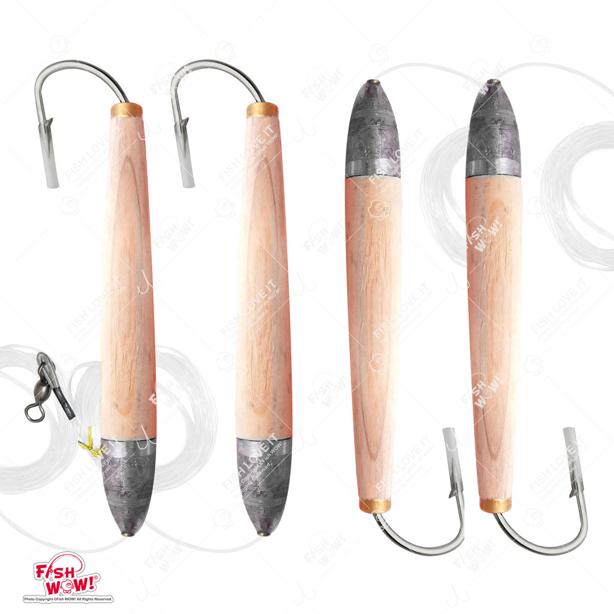Fishing Cedar Plug Rig with 10/0 Hook - Tuna Trolling Lure - Multiple Quantities
