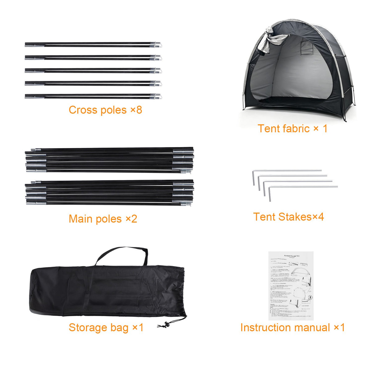 Portable Waterproof Bike Storage Tent for 2-4 Bicycles Outdoor Shelter