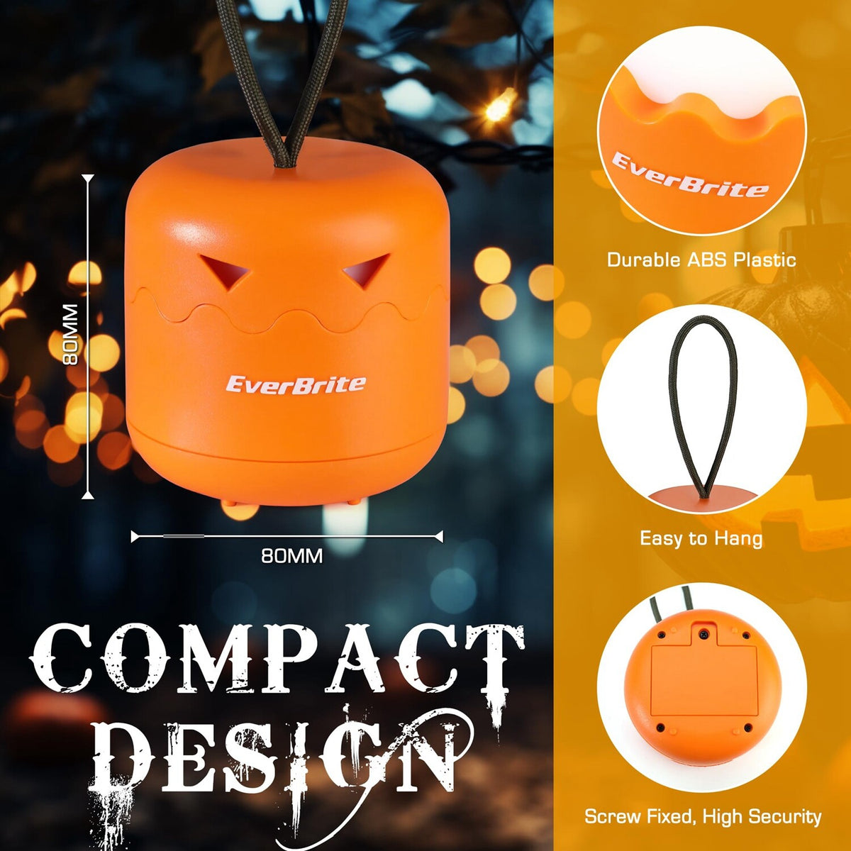 Halloween Pumpkin Lantern 3-Pack Collapsible Light with Lanyard for Decorations