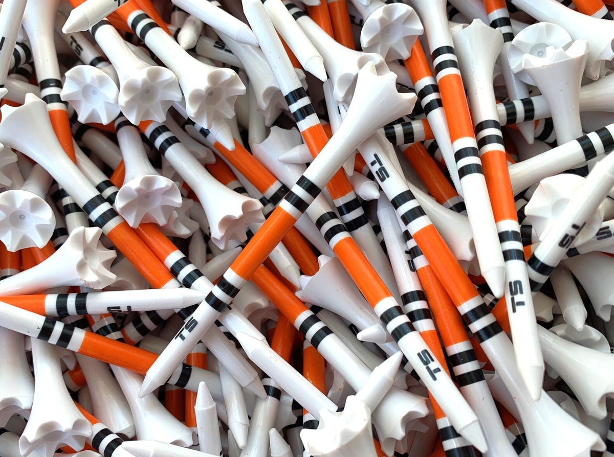 Premium 3.25-Inch Orange and Black Striped Golf Tees - 100 Pack