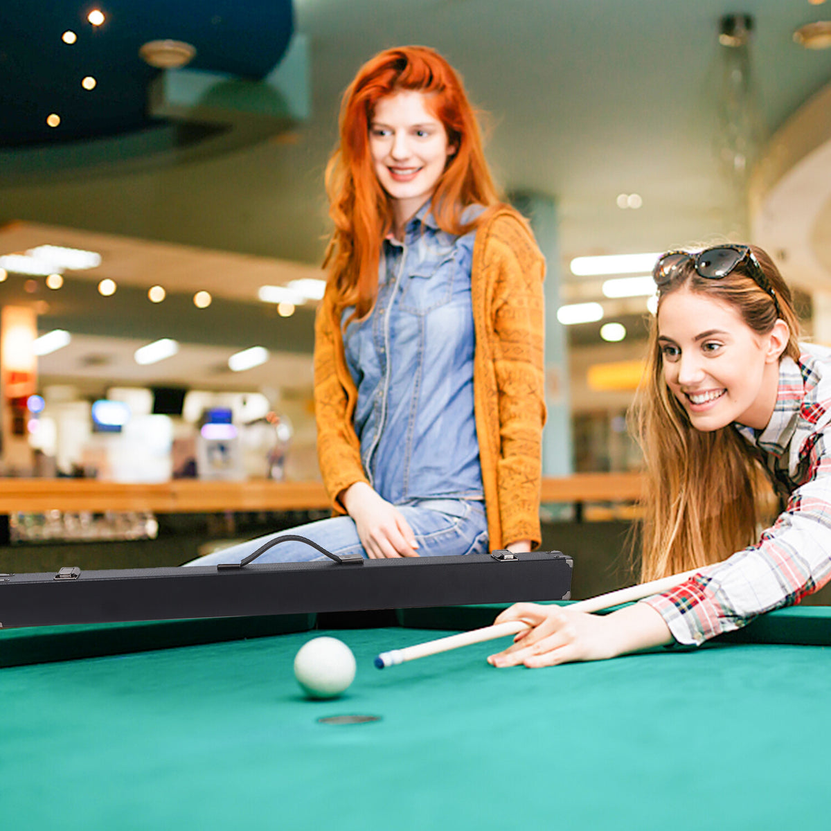 Hard Cue Box for Pool Cues – Holds 1 Butt & 1 Shaft, 58in Cues, Leatherette Case