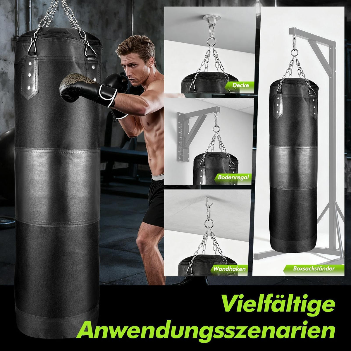 3.28ft Hanging Boxing Punching Bag for Adults Full Training Equipment Unfilled