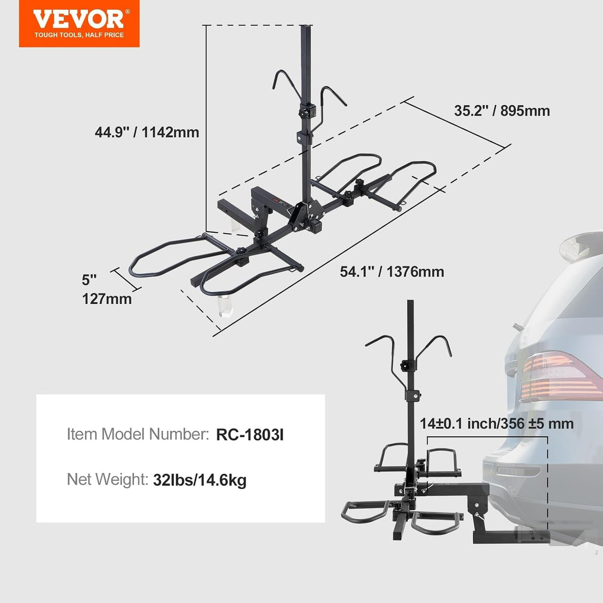Heavy Duty Folding Bike Rack Carrier with Lock for Vehicles and Trucks