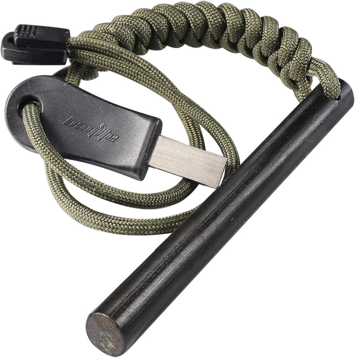 4-Inch Ferrocerium Fire Starter with Paracord and Striker - Survival Tool