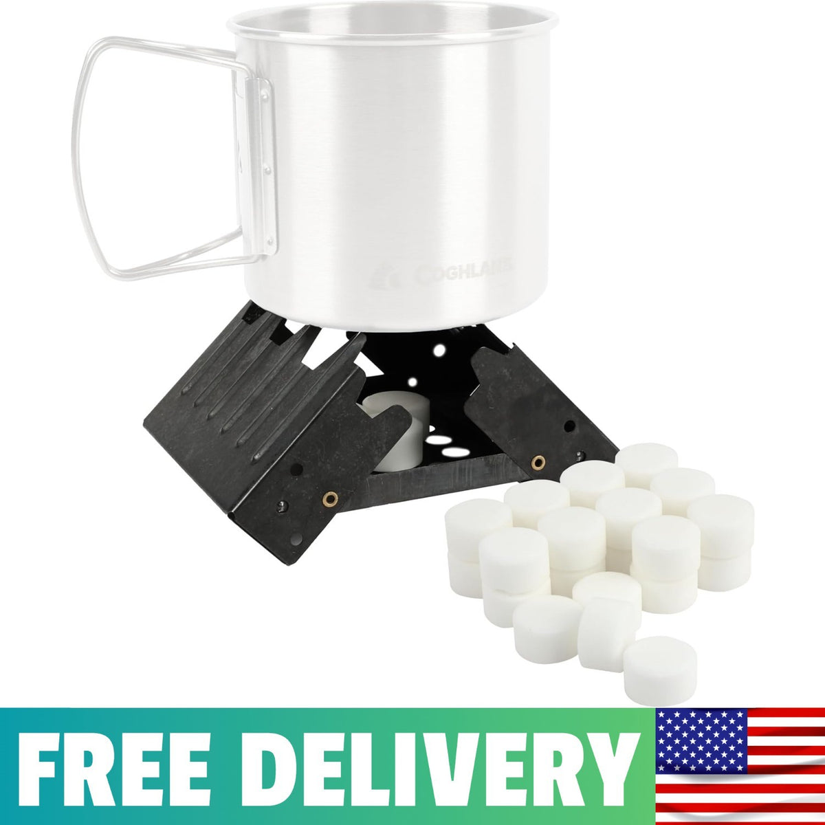 Portable Camping Stove with 24 Fuel Tablets Lightweight Backpacking Gear