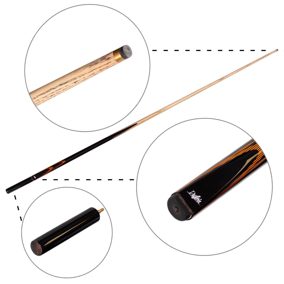 Dufferin Medusa 1-Pc Snooker Cue 145 cm Ash Wood Shaft, 10 mm Tip with Extension