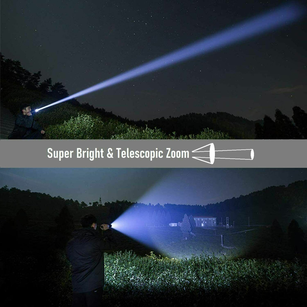 Rechargeable LED Tactical Flashlight with 5 Modes Waterproof Handheld Torch