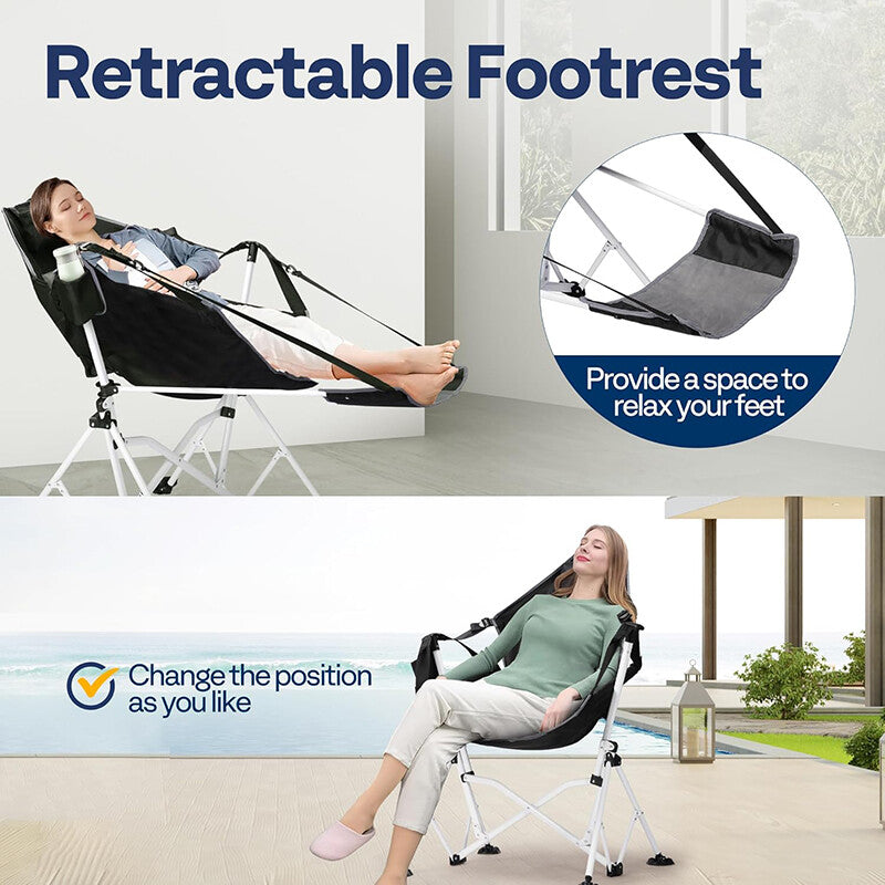 Portable Outdoor Camping Hammock Chair with Footrest & Adjustable Backrest