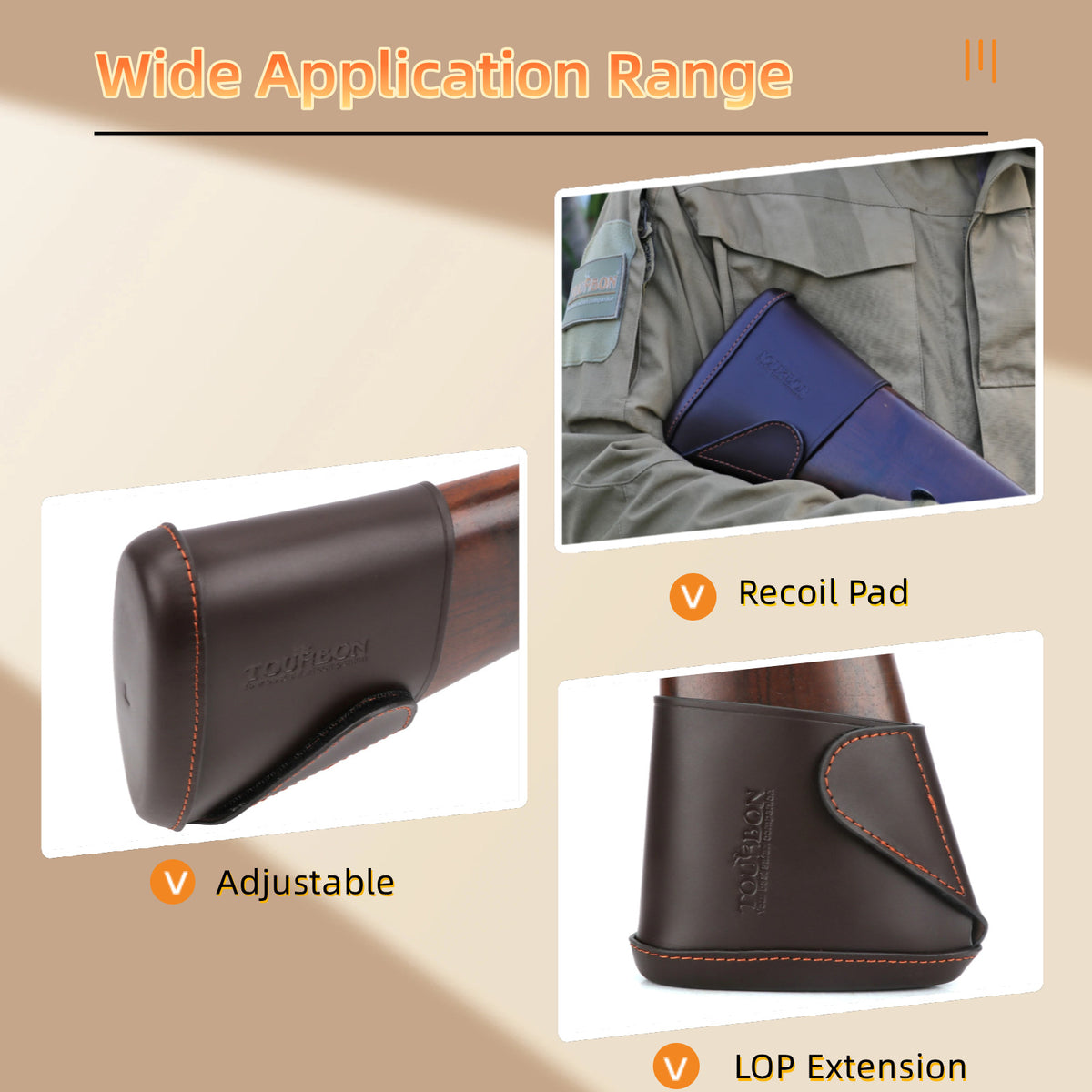 Leather Recoil Pad for Rifle and Shotgun Stock - Adjustable Shooting Cushion