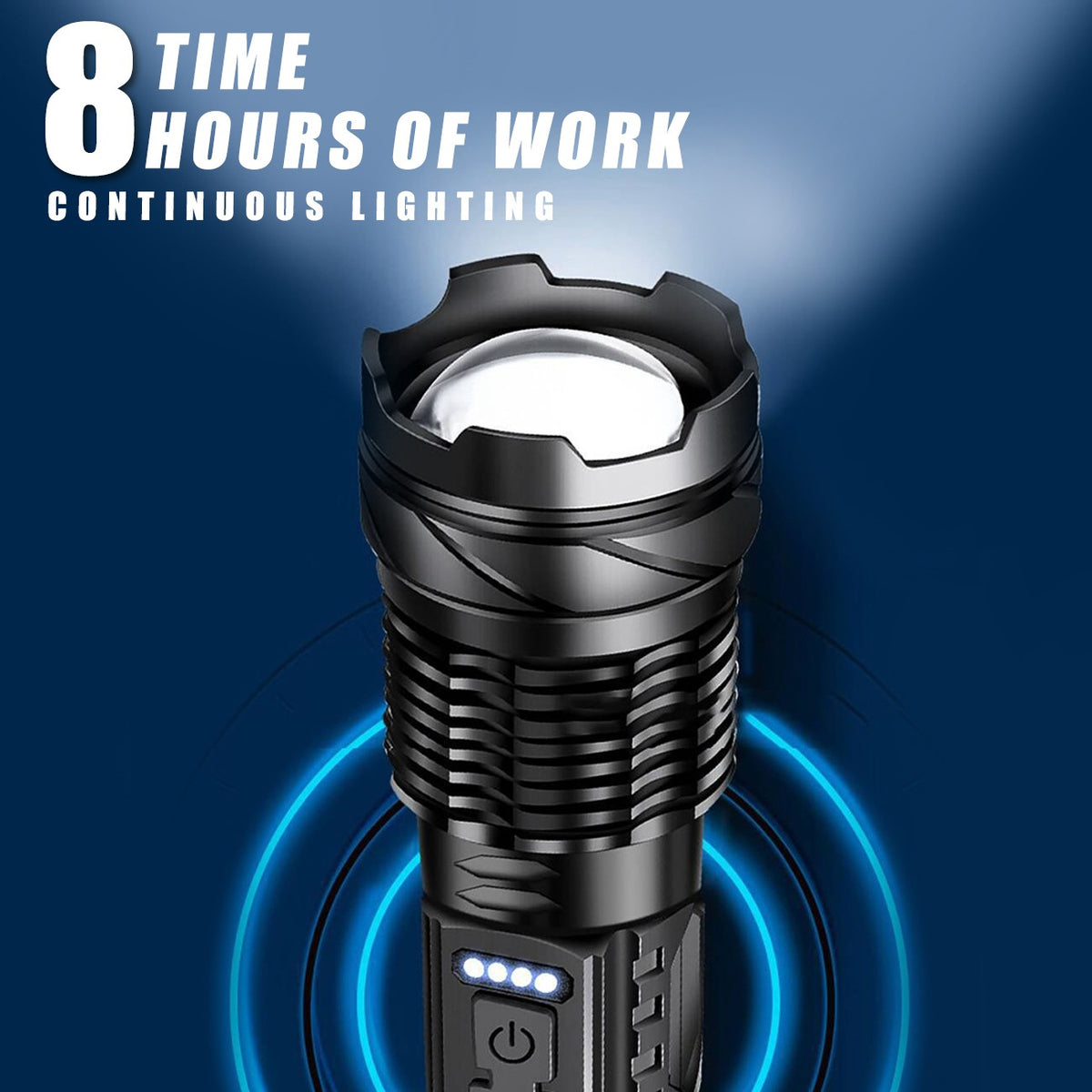 Rechargeable LED Flashlight with Zoom, 7 Modes, Waterproof Camping Torch