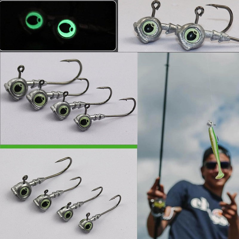 20Pcs Luminous Eye Jig Heads for Bass Trout Saltwater Fishing - Multiple Sizes