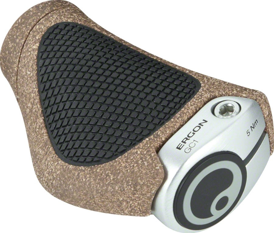 Ergon GC1 BioKork Lock-On Bicycle Handlebar Grips - Black/Tan, Eco-Friendly