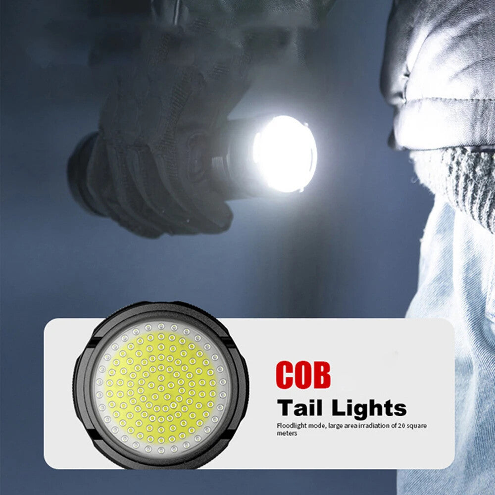 Rechargeable LED Flashlight 10000 Lumens Tactical Searchlight with Zoom