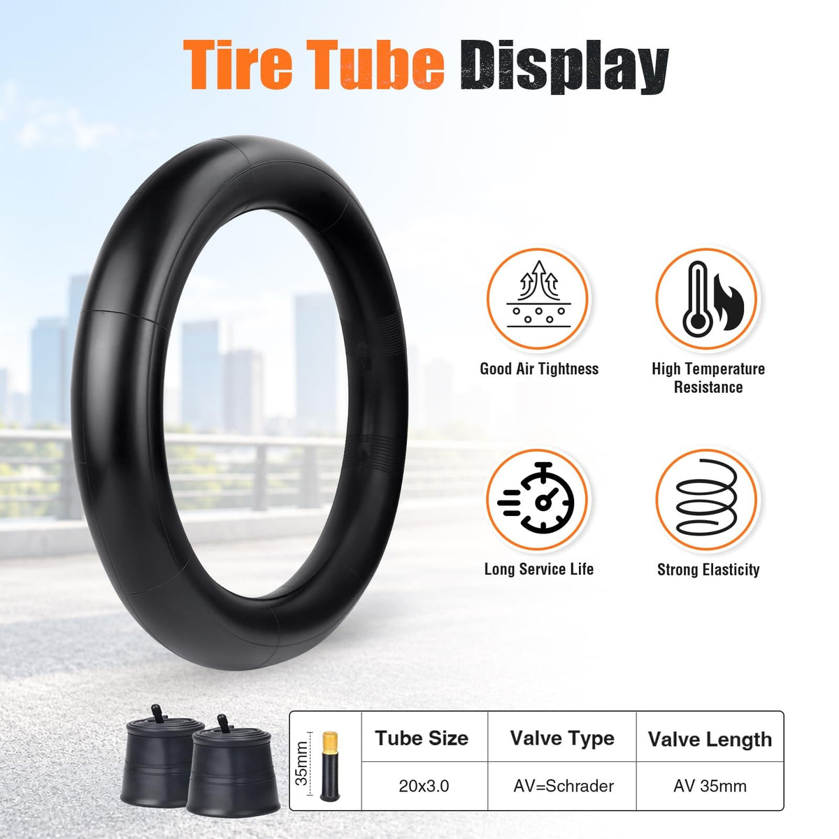 Fat Bike Tire 20x3.0 Inch Set with Inner Tubes - Durable Replacement for Mountain & E-Bikes