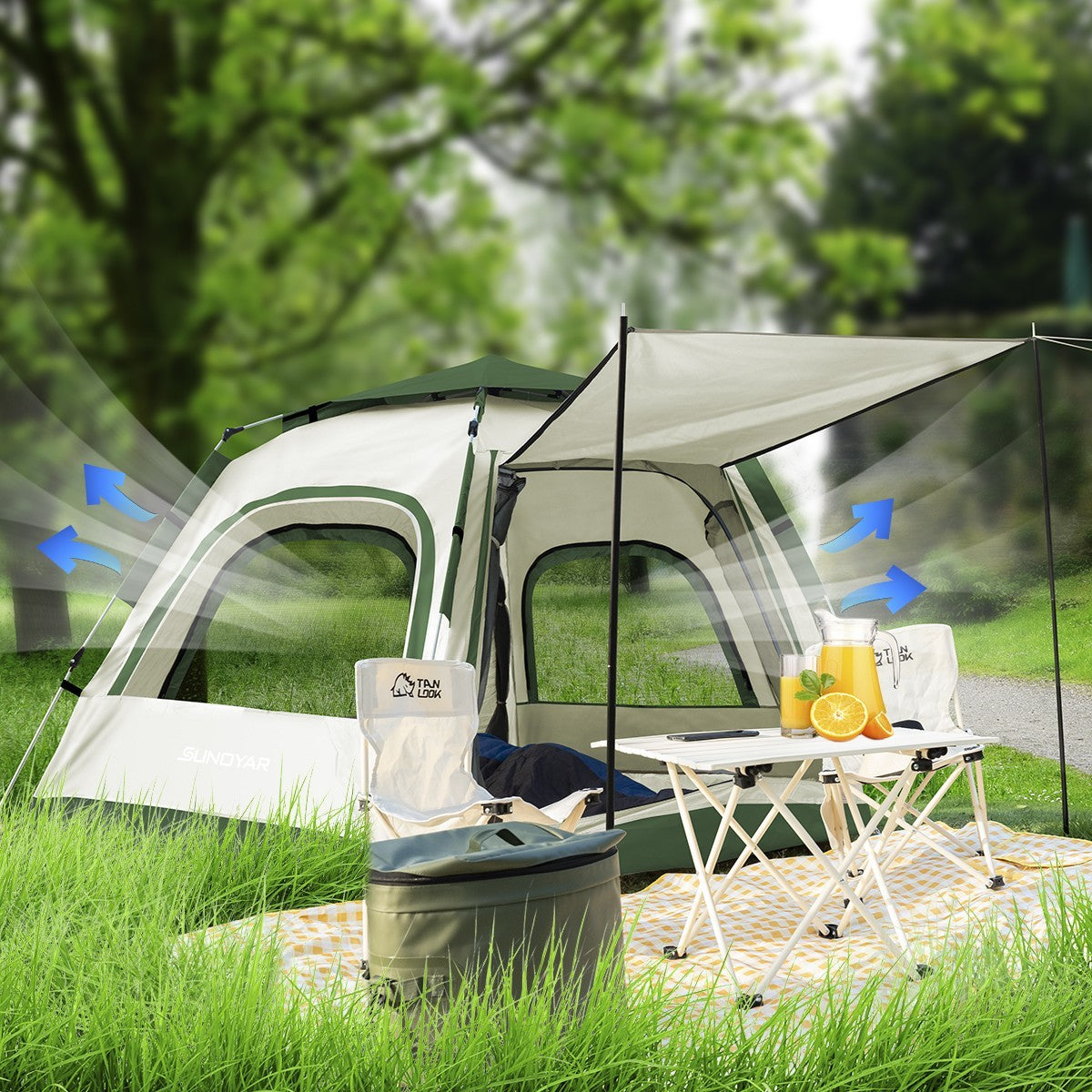 Family Camping Tent 4-6 Person Pop-Up Waterproof Instant Setup 110x94 Inches