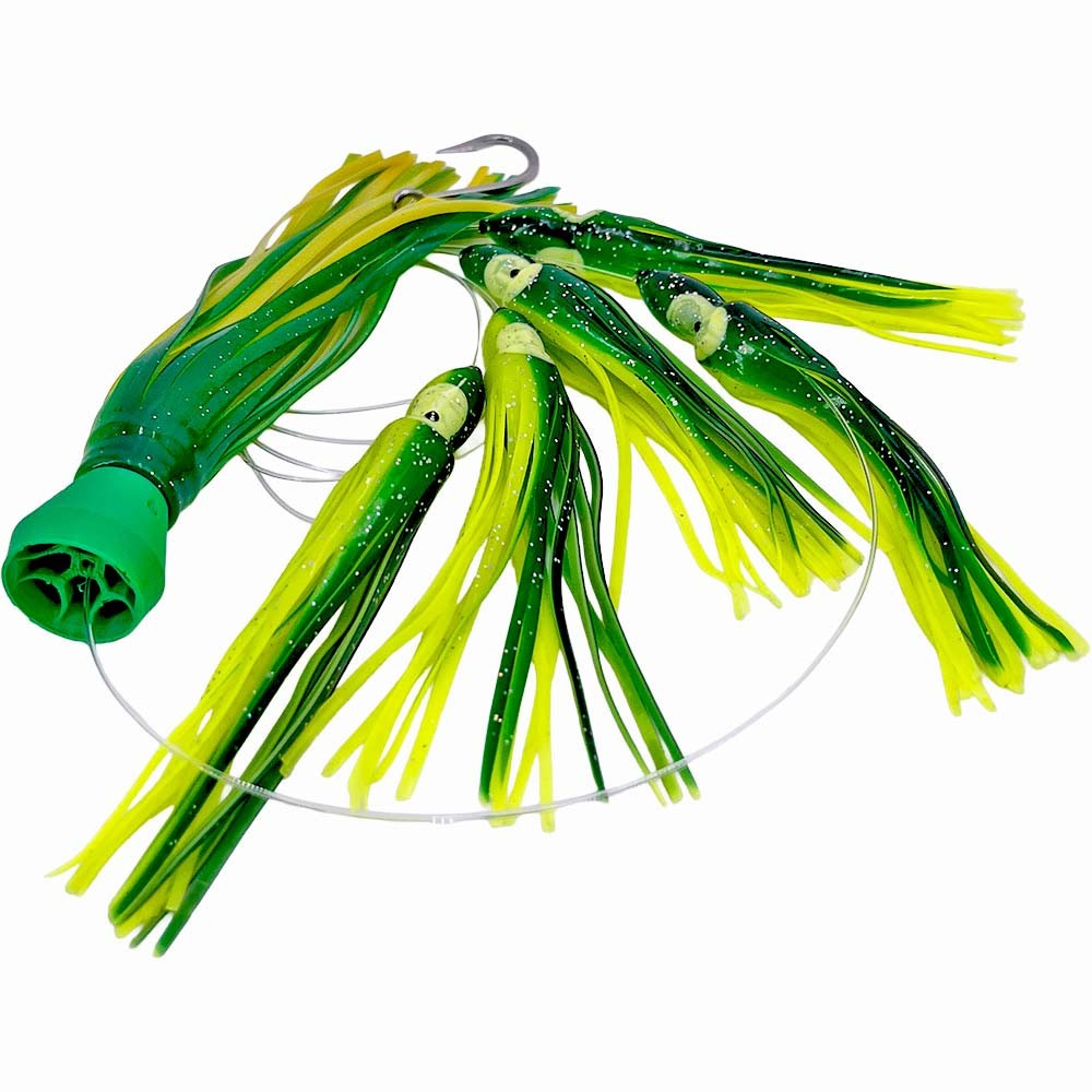 Saltwater Trolling Lure Set with Skirts and Jet Head for Tuna Mahi Wahoo