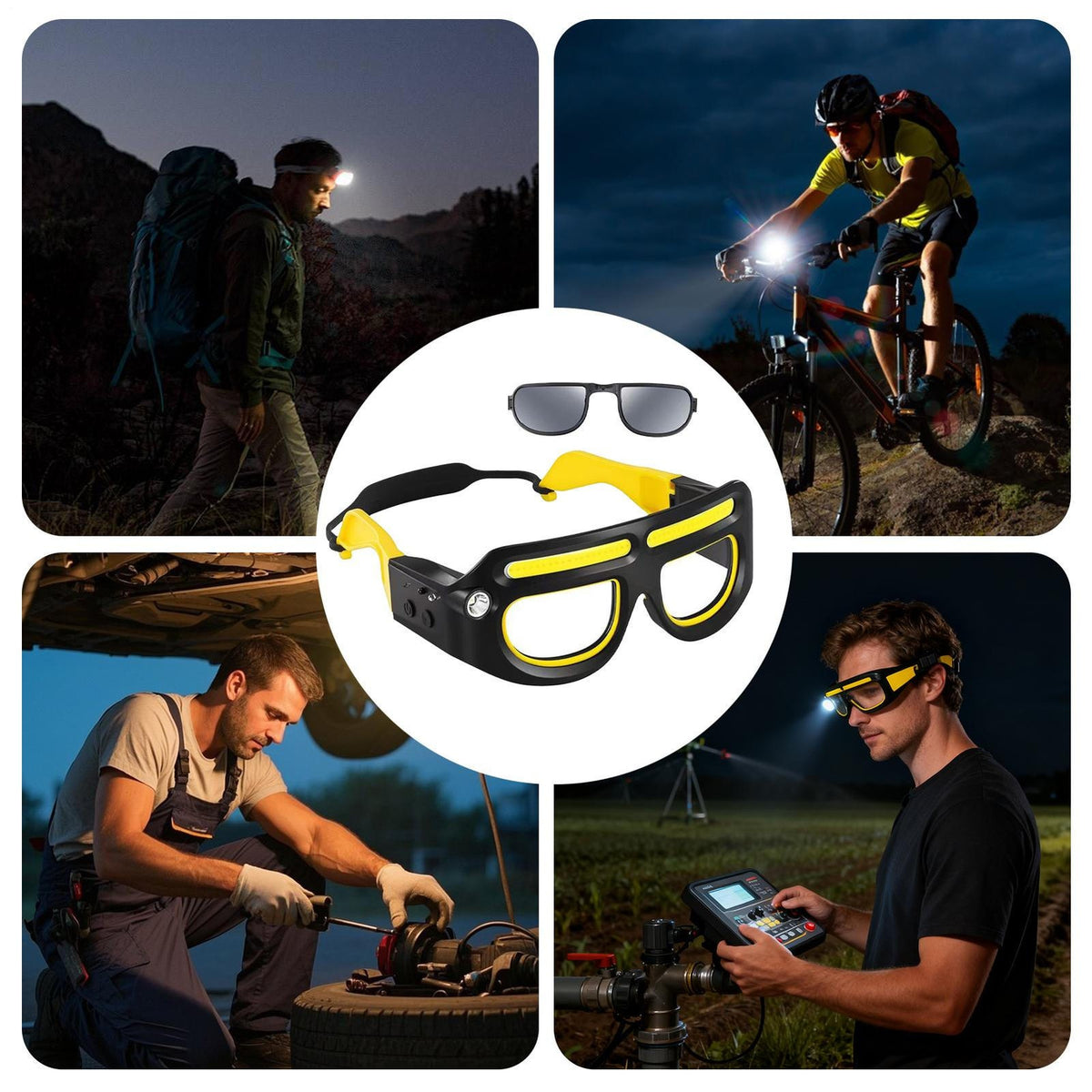 Rechargeable LED Safety Glasses with 5 Light Modes for Running, Cycling & Outdoor Activities