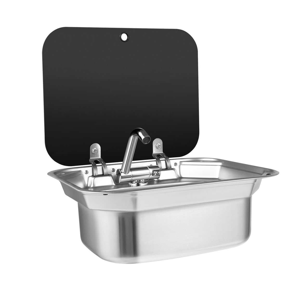 RV Caravan Stainless Steel Hand Wash Basin with Lid and Faucet