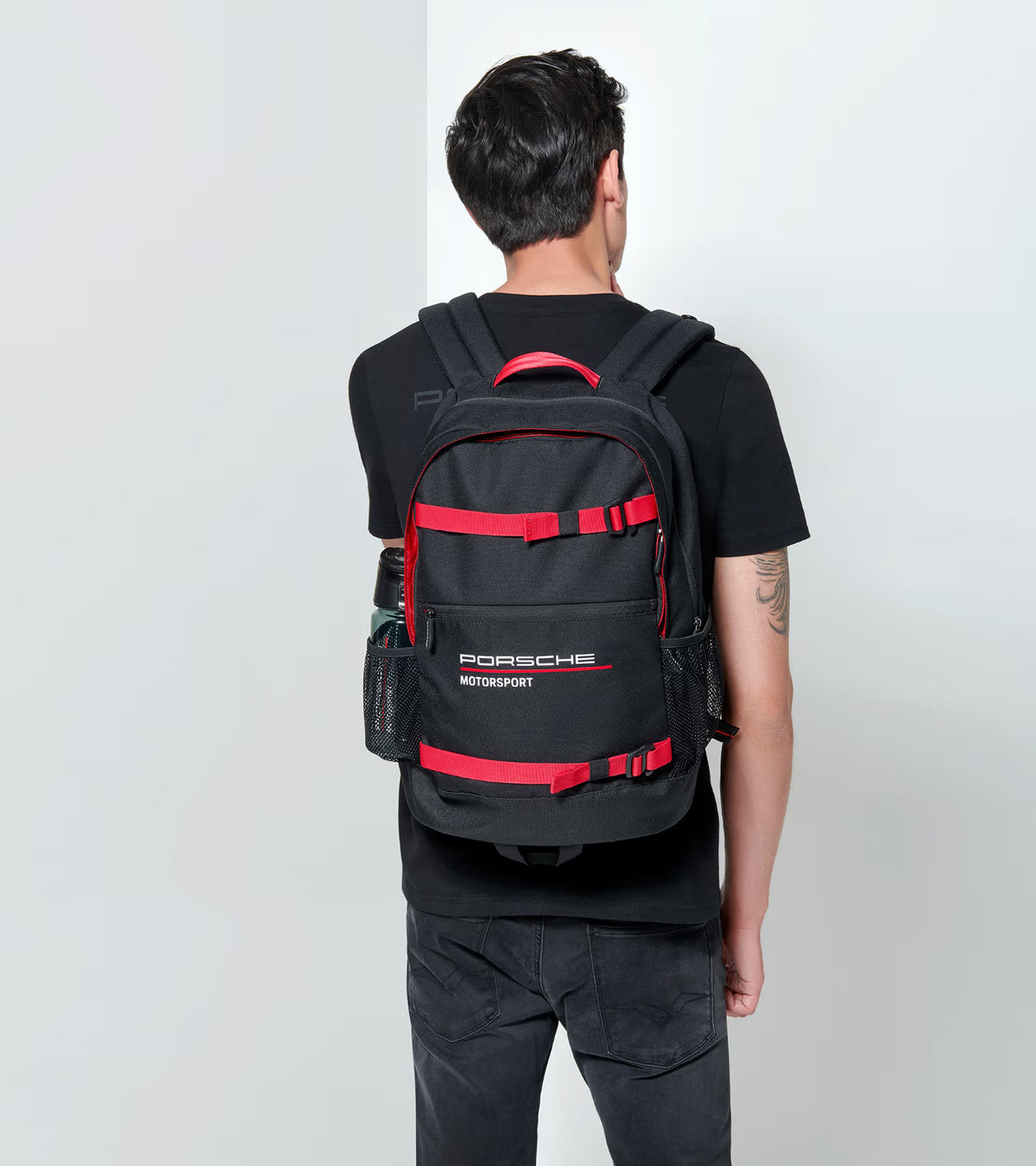 Porsche Motorsport 3 Backpack Black Red 40L Laptop Travel Bag