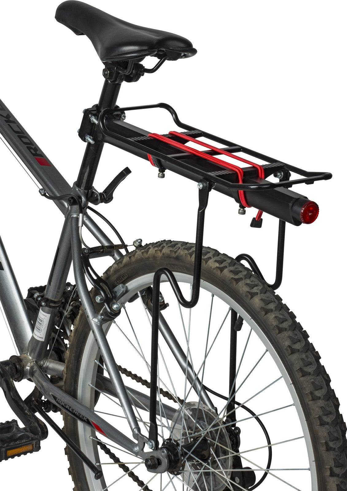 45 lbs Capacity Bicycle Rear Rack with Light and Bungee Cord - 18 Inches