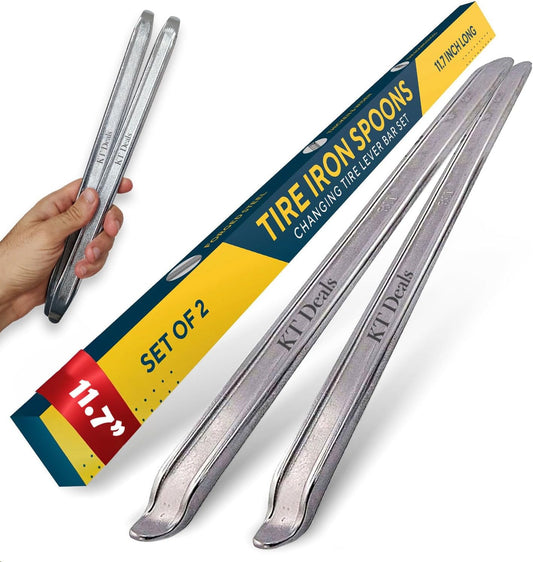 Motorcycle Tire Levers Set - Heavy Duty Steel Tire Iron Spoons for Dirt Bike, Scooter, Bicycle, ATV, Mower