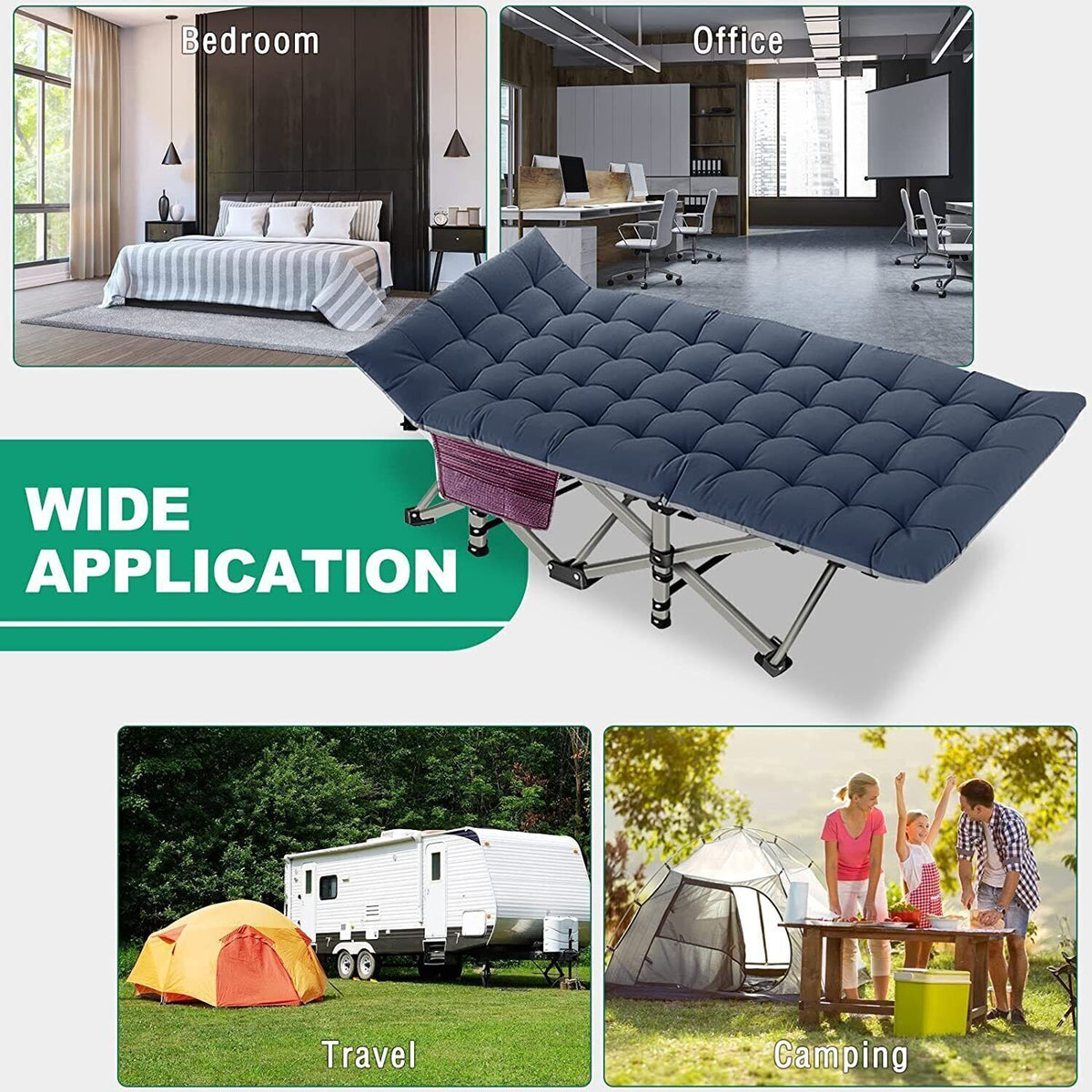 Heavy Duty Portable Camping Cot Bed for Adults - Foldable & Support Up to 600 lbs