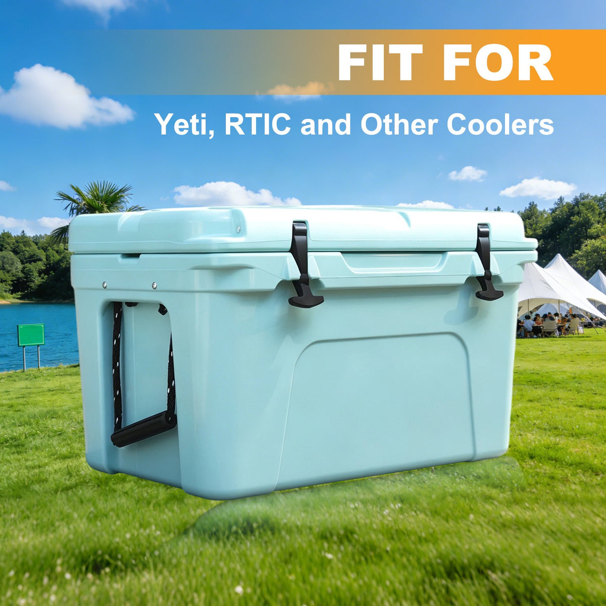 Black Cooler Lid Handles Replacement Set for YETI RTIC Coolers