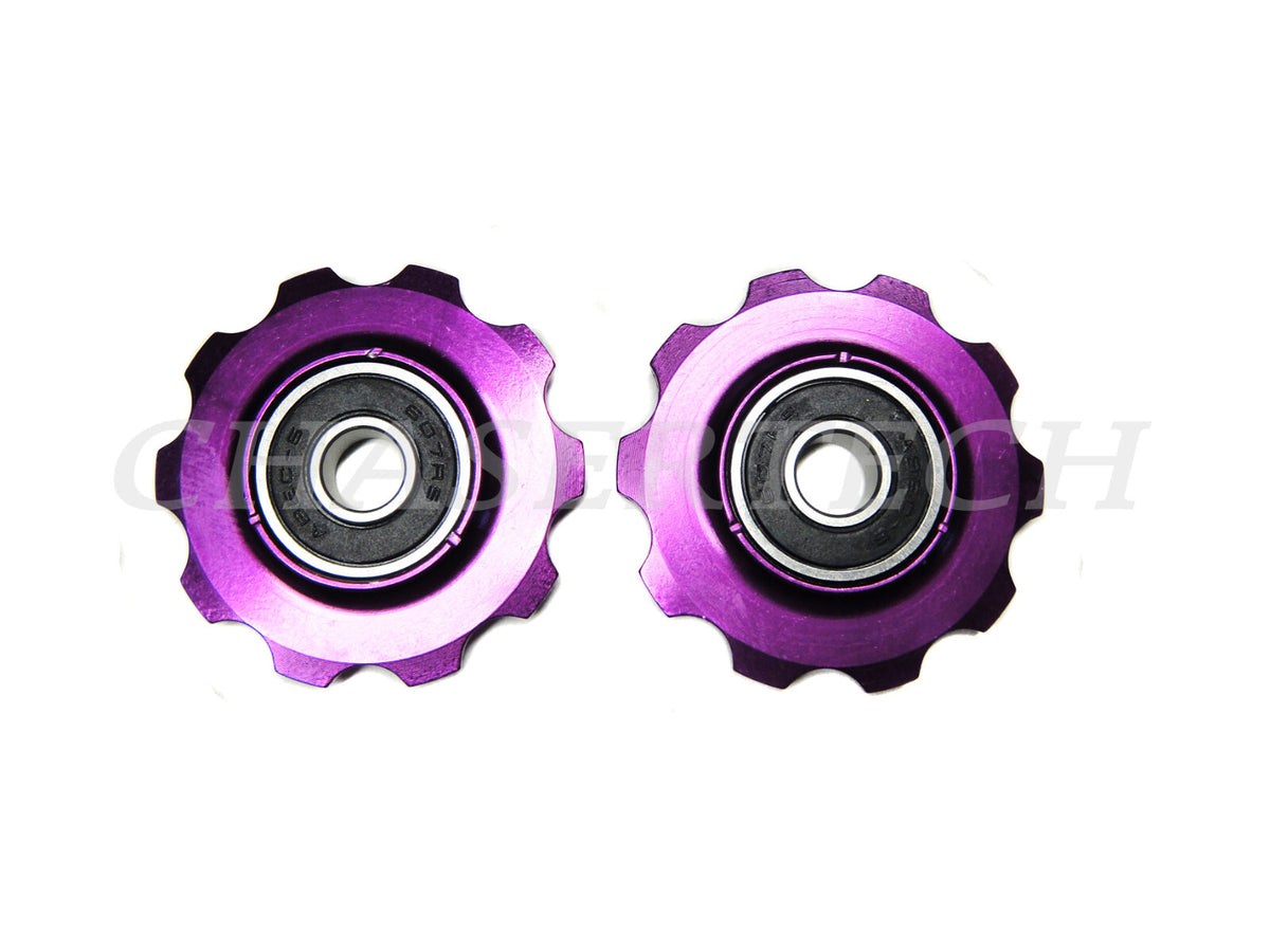 Purple 10T Bicycle Rear Derailleur Jockey Wheel Pulley Pair - MTB & Road
