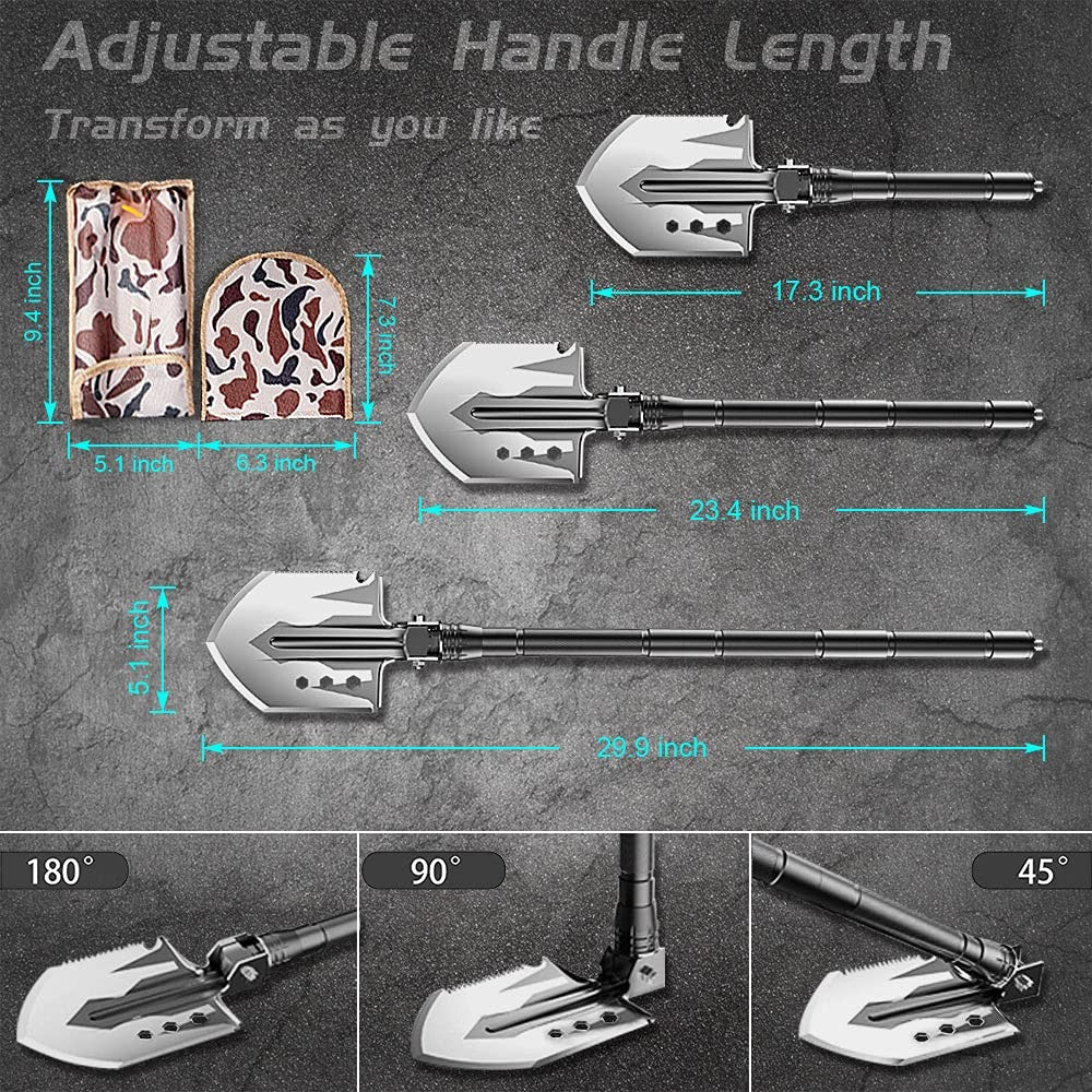 23-in-1 Camping Hiking Folding Shovel Multi-Tool Kit Portable Spade Set