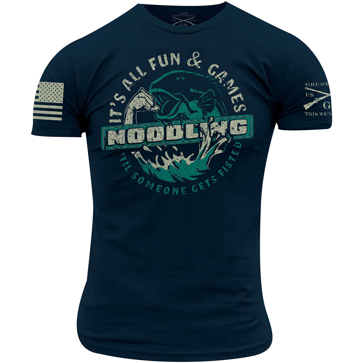Noodling T-Shirt for Men - Navy, Casual Graphic Tee
