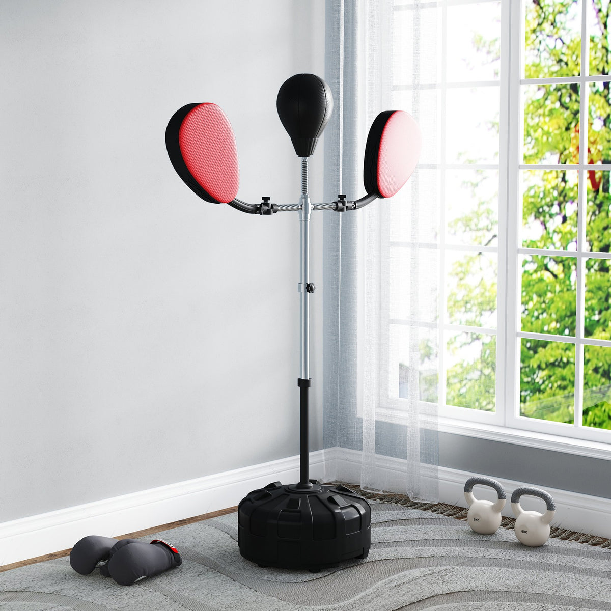 3-in-1 Boxing Bag with Stand, Speed Bag & Target Arms, Adjustable Height