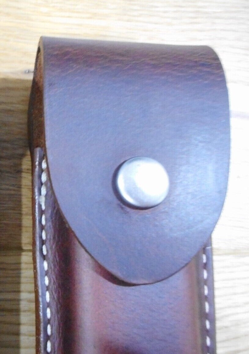 Leather Sheath for Multi Tools - Durable Custom Dark Brown Sheath with Plain or Tooled Flap