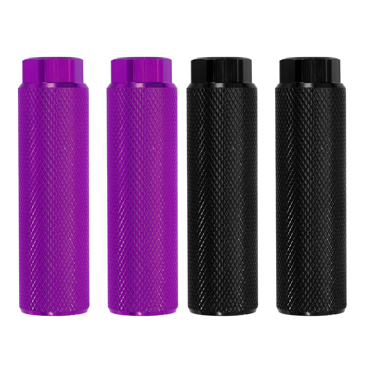 4 Pack Aluminum Alloy Bike Pegs for 3/8 Inch Axles - Anti-Skid Support for BMX & Mountain Bikes - Purple/Black