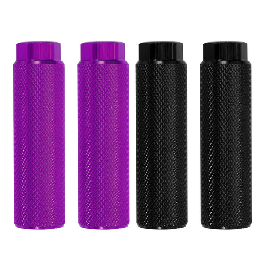4 Pack Aluminum Alloy Bike Pegs for 3/8 Inch Axles - Anti-Skid Support for BMX & Mountain Bikes - Purple/Black