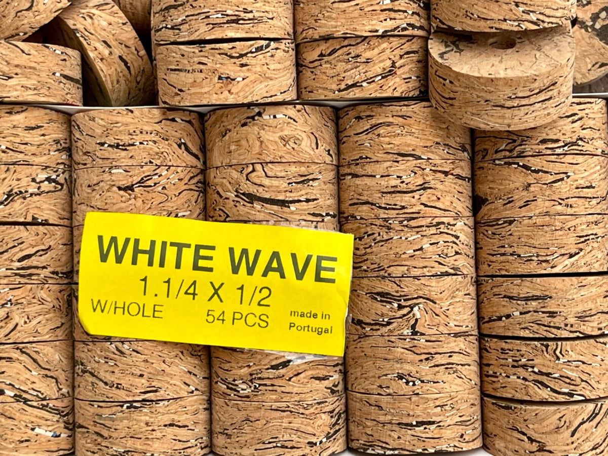 White Burl Cork Rings - 36 Pack 1 1/4" x 1/2" Hole Craft Supplies