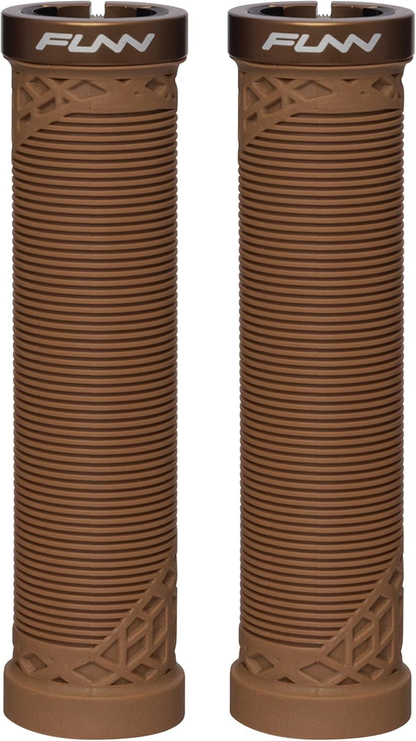 Mountain Bike Handlebar Grips with Lock-On Clamp - Durable and Comfortable, Brown