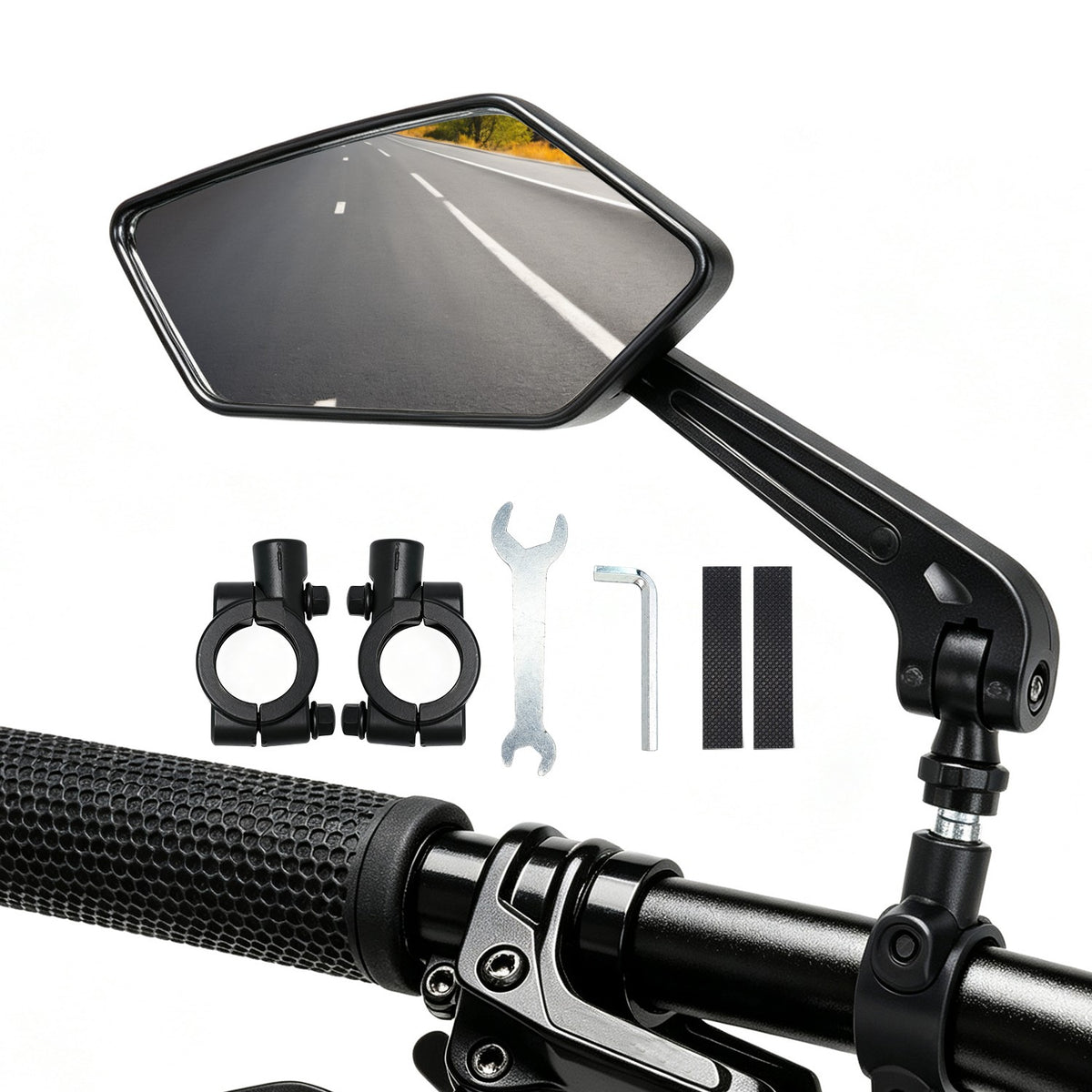 2 Pack Adjustable Bike Rear View Mirrors for Mountain, E-Bike & Motorcycle