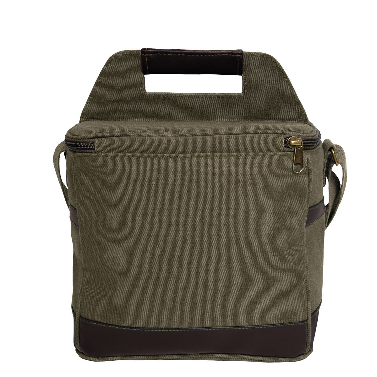Insulated Travel Cooler Bag with Canvas & Leather Details, Multiple Colors