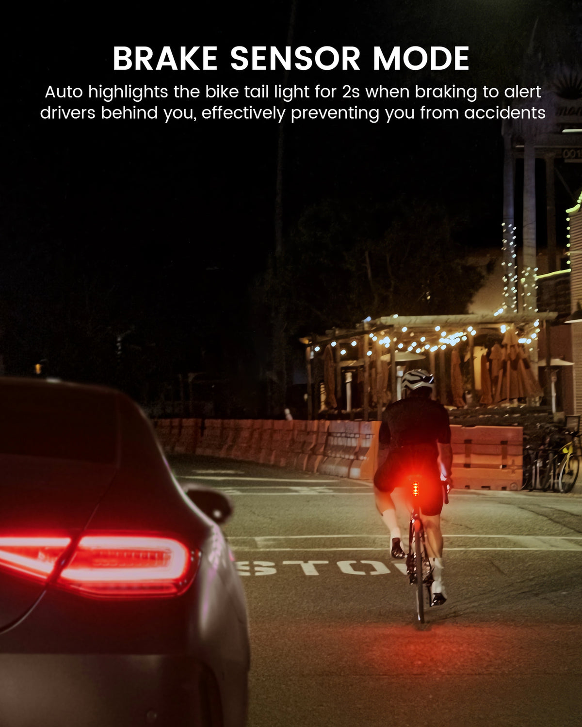 Rechargeable Bicycle Rear Light with Auto On-Off & 150 Lumens - Waterproof & 280° Visibility