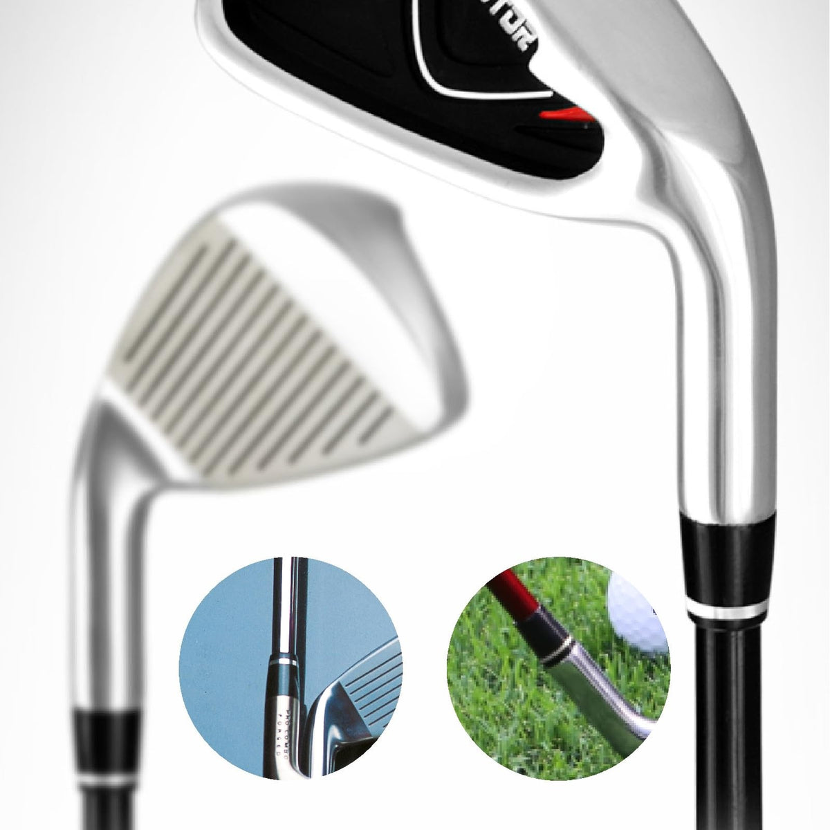 Golf Club Ferrules 12 Pcs 0.355'' Black with Silver Ring for Irons Shaft