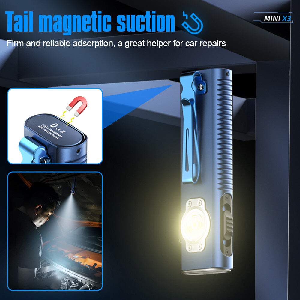 Trustfire MINIX3 LED Flashlight 1050 Lumens with Red, UV, Green Laser & Magnetic Tail