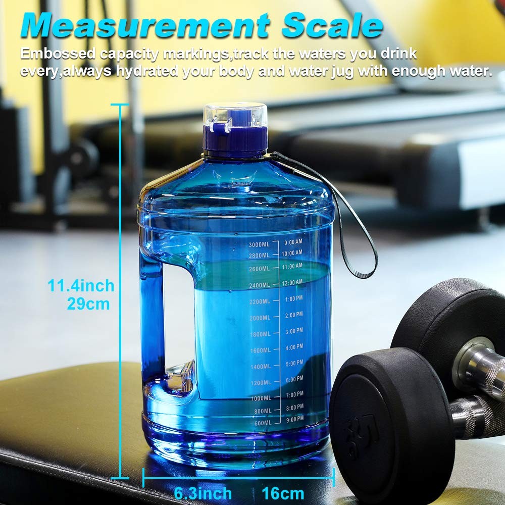 1 Gallon Water Bottle with Time Markers - Leak-Proof BPA Free Hydration Jug