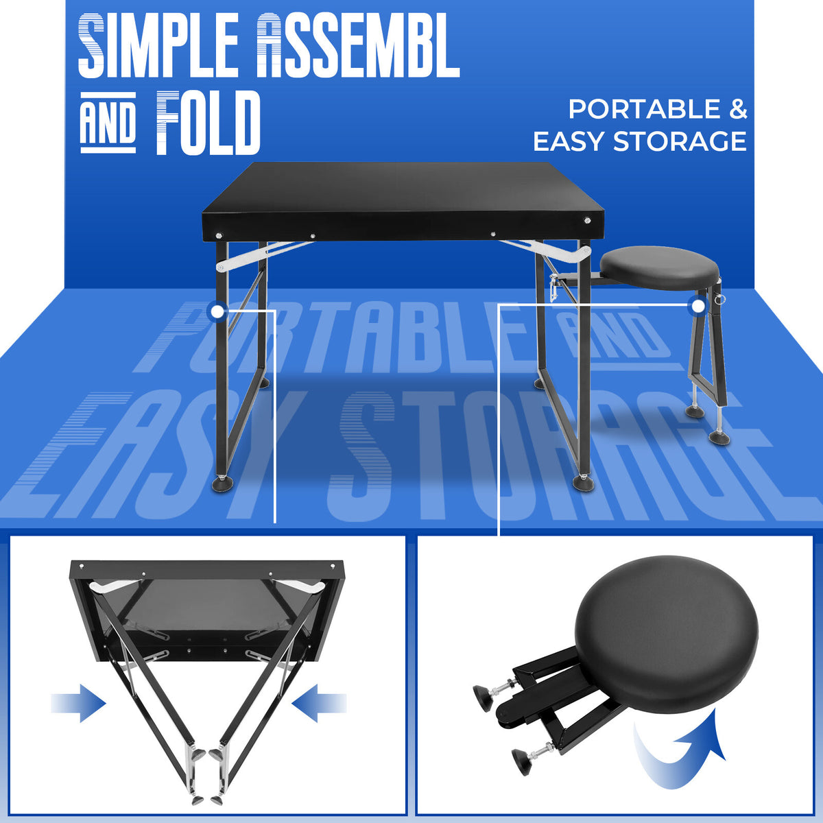 Portable Adjustable Shooting Table with Padded Seat for Outdoor Hunting