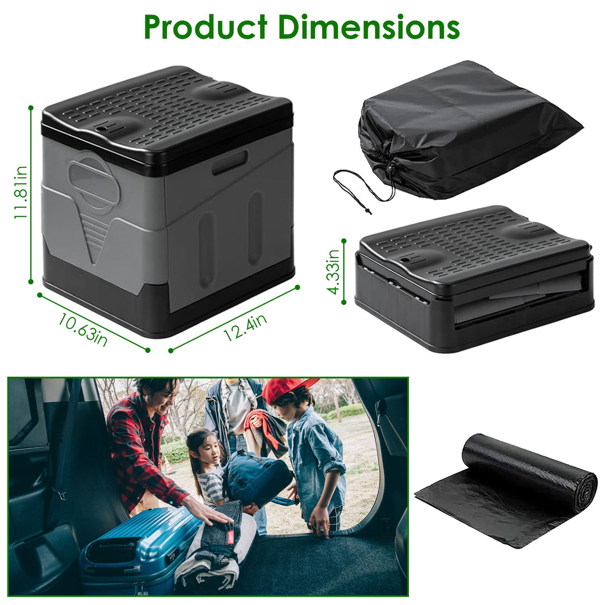 Portable Outdoor Emergency Toilet with Lid and 48 Trash Bags for Camping Travel