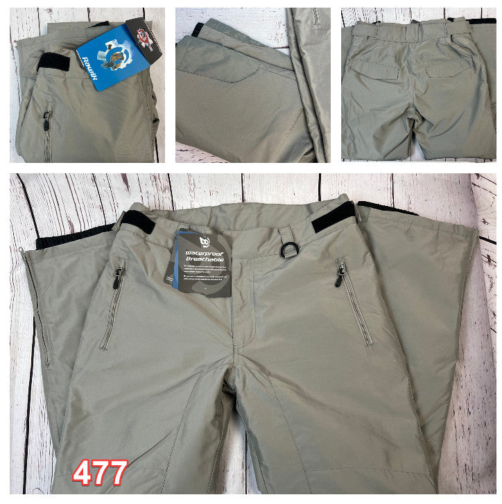Men's Ski Pants Waterproof Snow Pants Winter Outerwear Grey Large