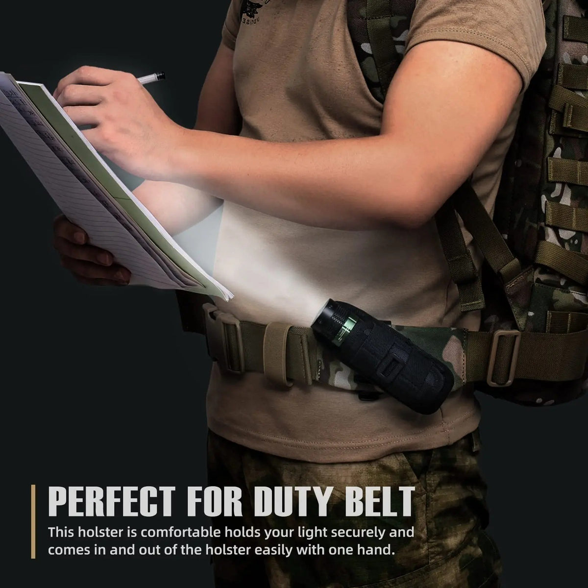 Rotatable Tactical Flashlight Holster with Belt Clip - Heavy Duty Nylon, Fits 18-35mm