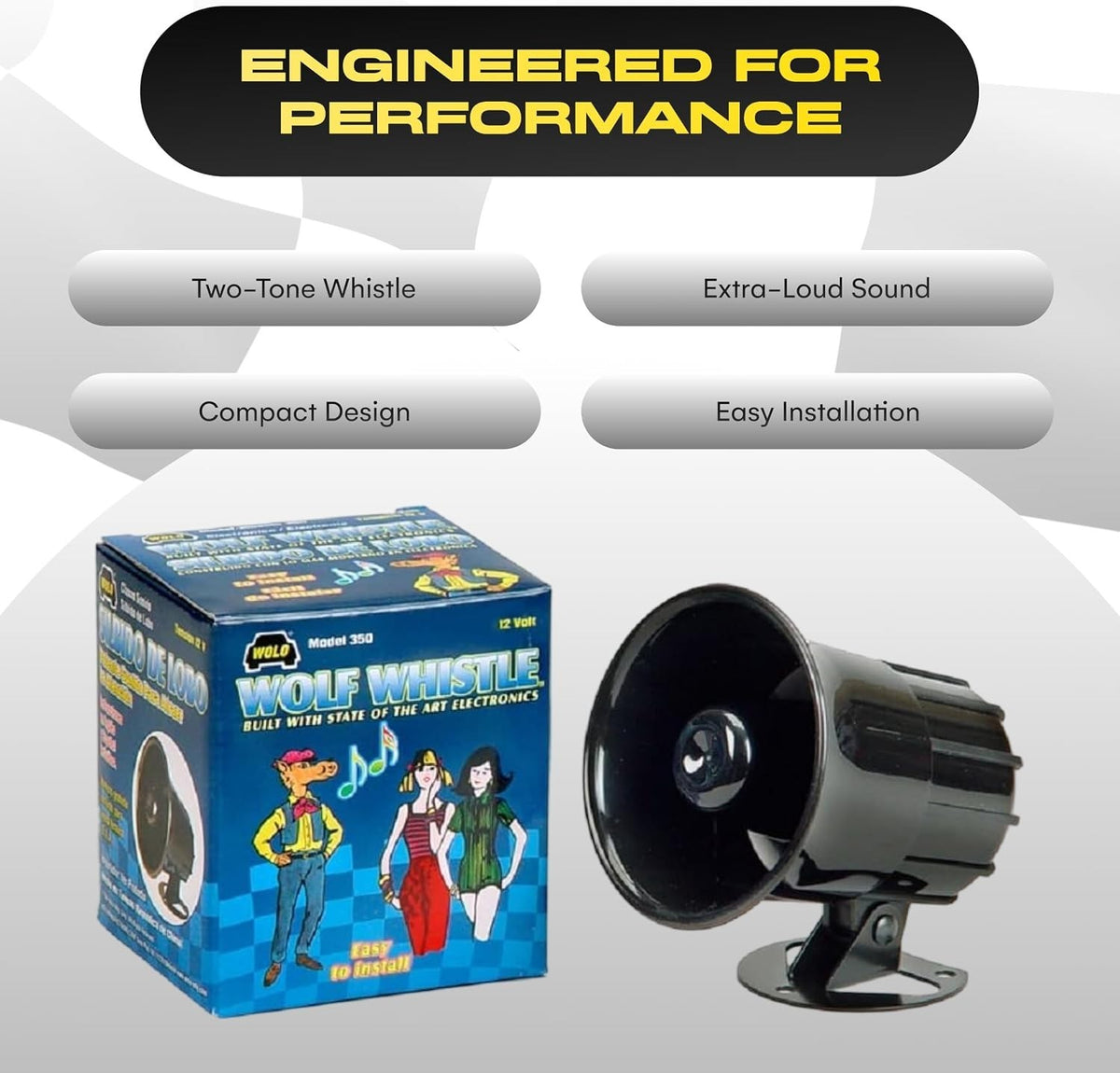 Electronic Car Horn with Two-Tone Whistle 105dB 12V Compact Vehicle Accessory